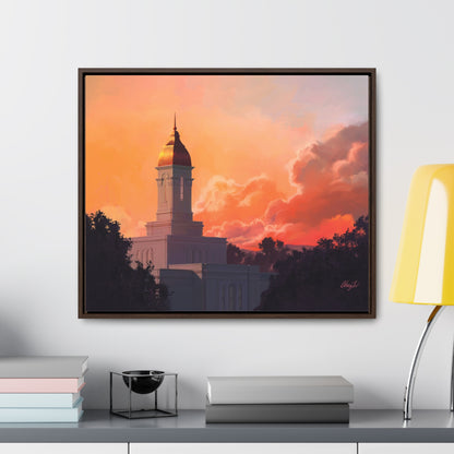 Stretched Canvas in Wood Frame--Deseret Peak Temple--Sunset by Chaz Walgamott