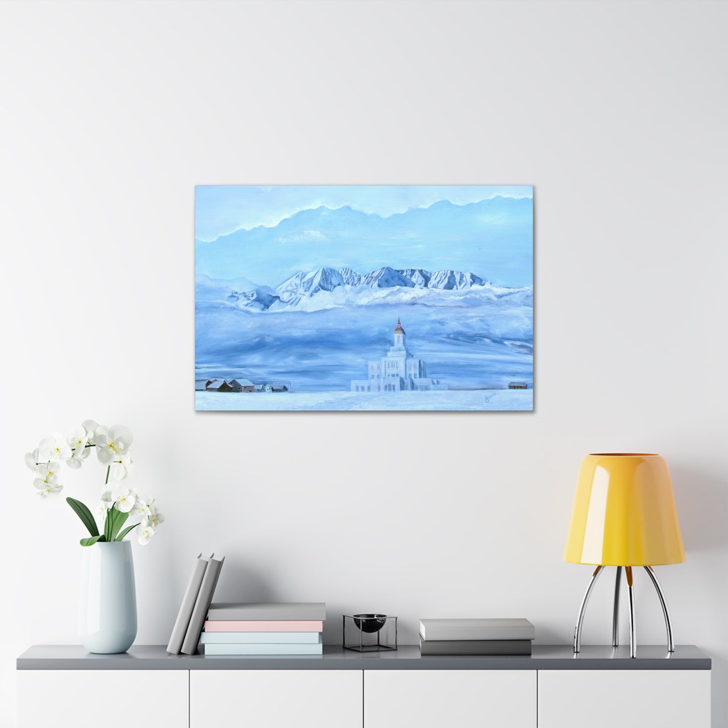 Deseret Peak Temple--Hope in the Bleak of Winter, by Jane Autry, Canvas Gallery Wrap