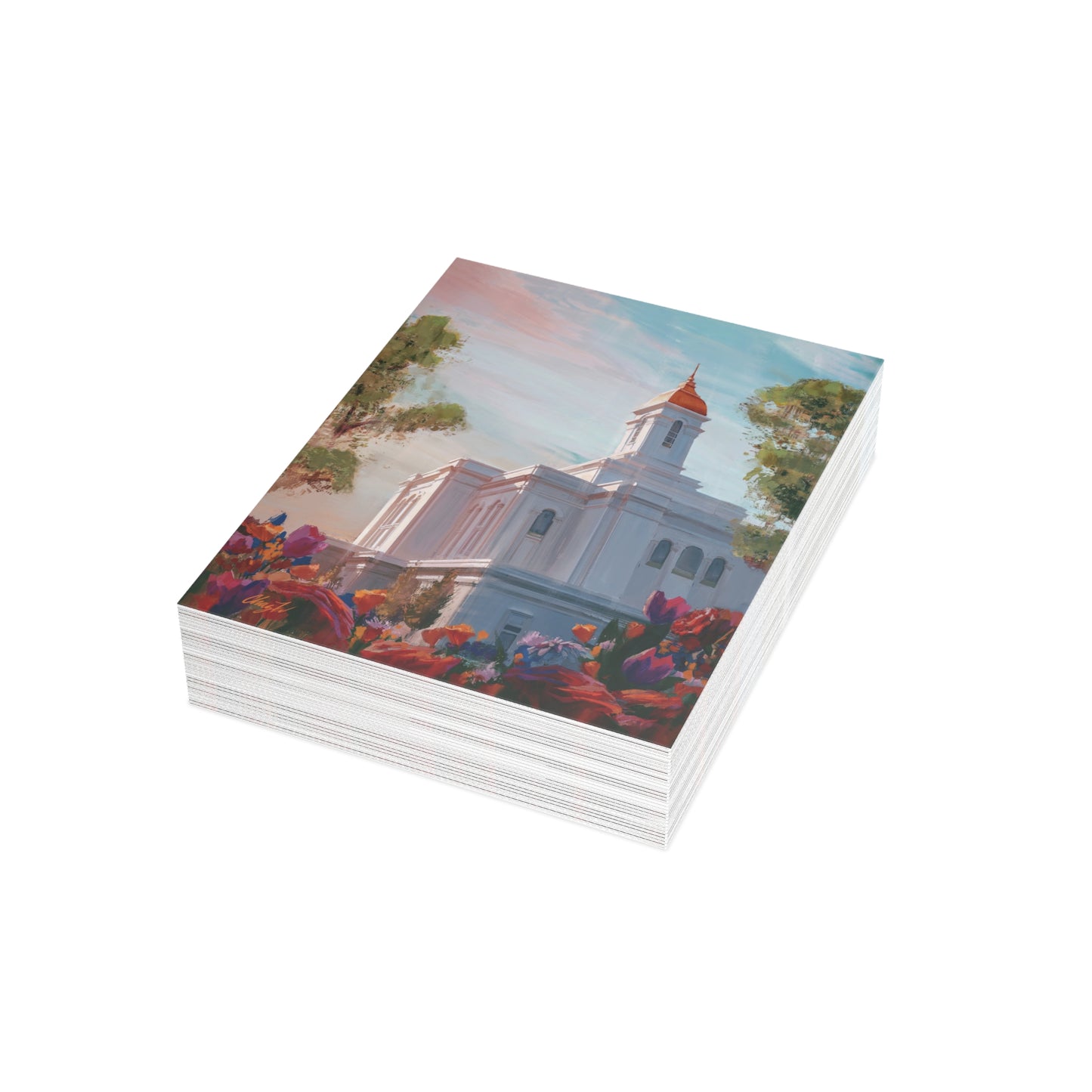 Temple Card Bundle (envelopes not included) Deseret Peak Temple-Spring Flowers