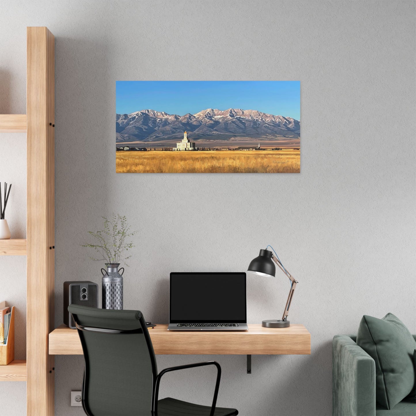 Classic Stretched Canvas, Deseret Peak Temple and Deseret Peak, by Rod Walgamott