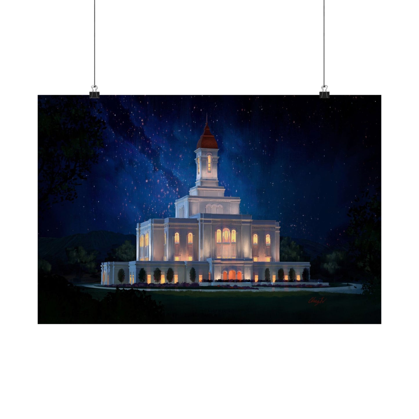 Premium Matte Print--Deseret Peak Temple--Night Sky, by Chaz Walgamott