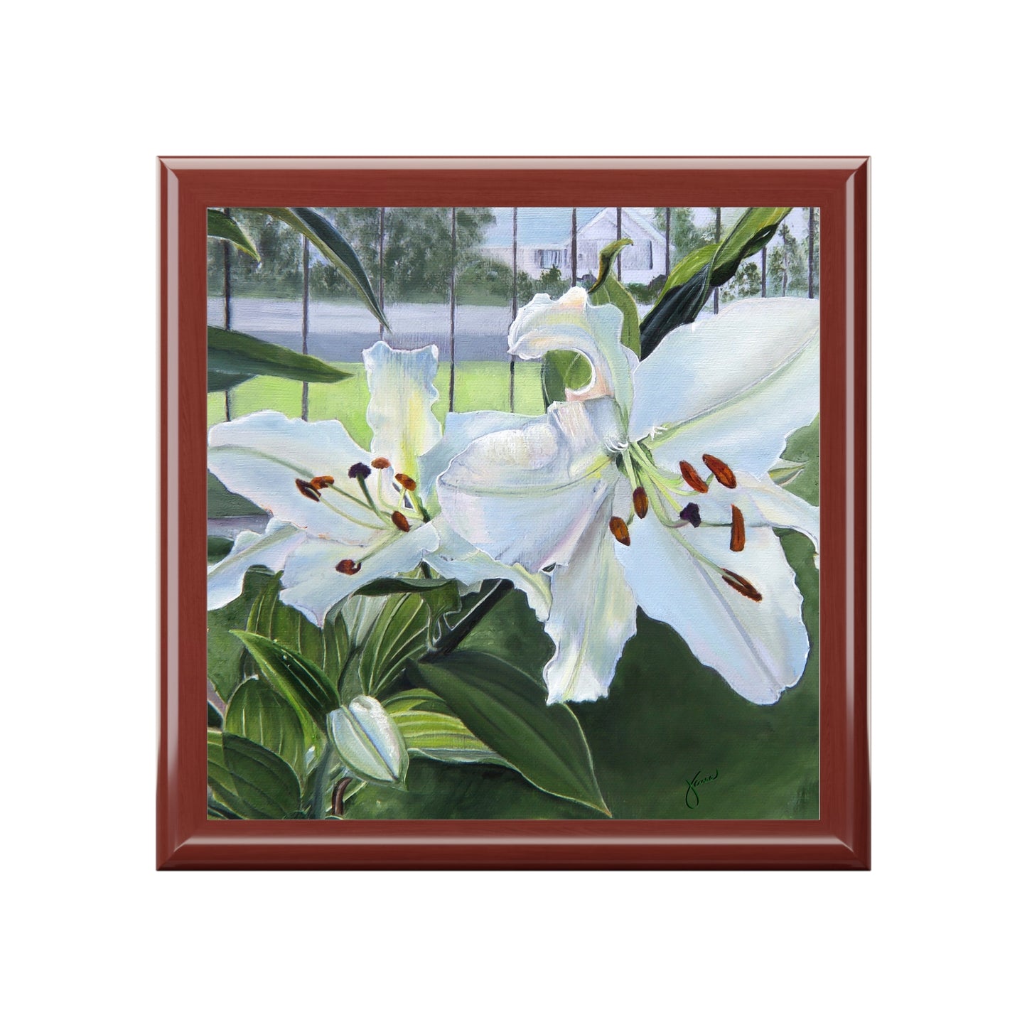 Elegant Floral Jewelry Box, Featuring Luscious Lilies, by Jane Autry