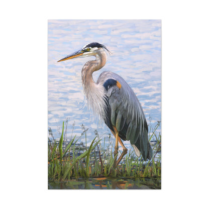 Gallery Wrap Canvas, Blue Heron at Stansbury Lake by Rod Walgamott