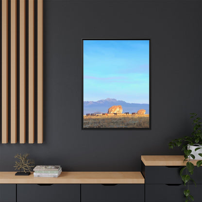 Framed Matte Canvas Print — Horses at Adobe by Rod Walgamott