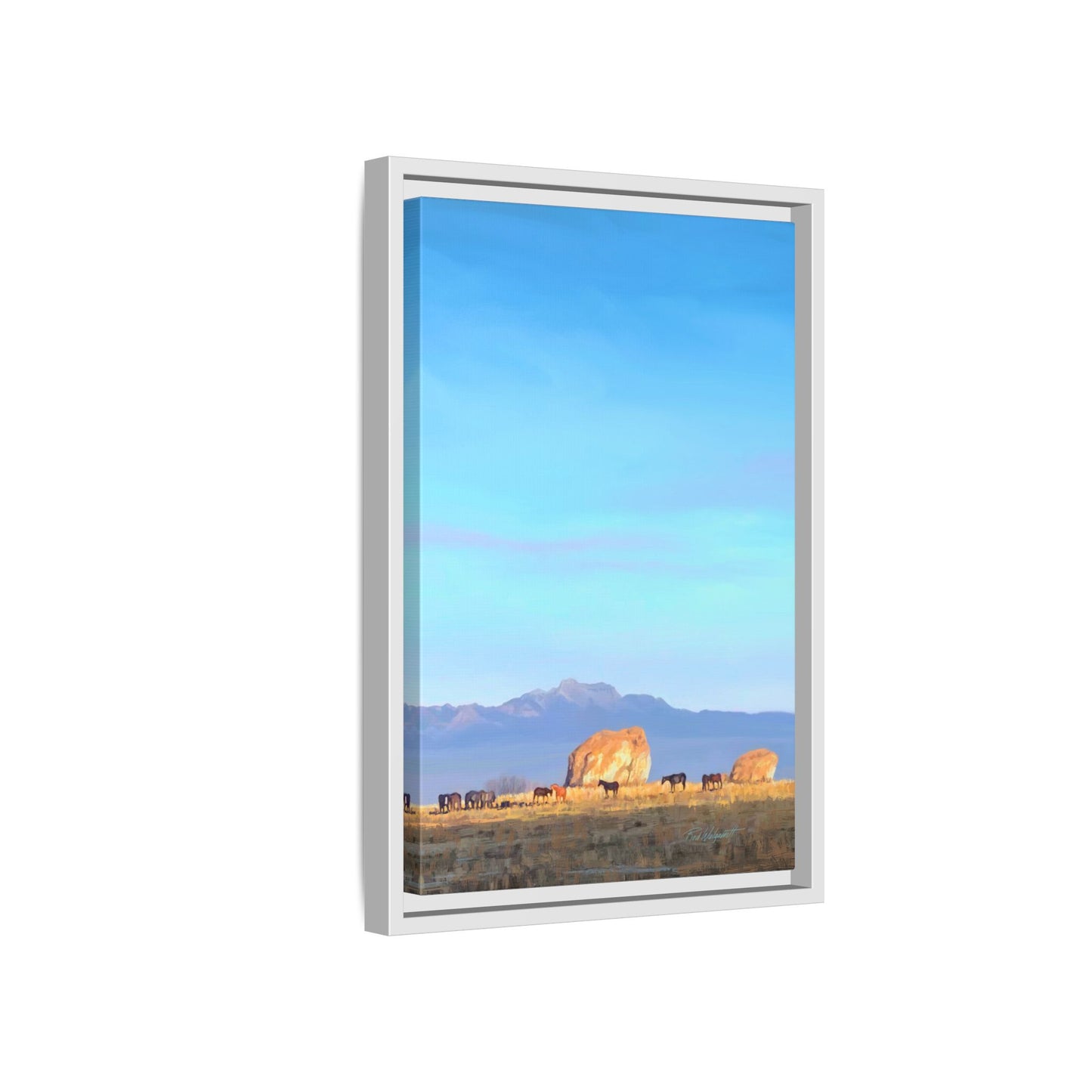 Framed Matte Canvas Print — Horses at Adobe by Rod Walgamott