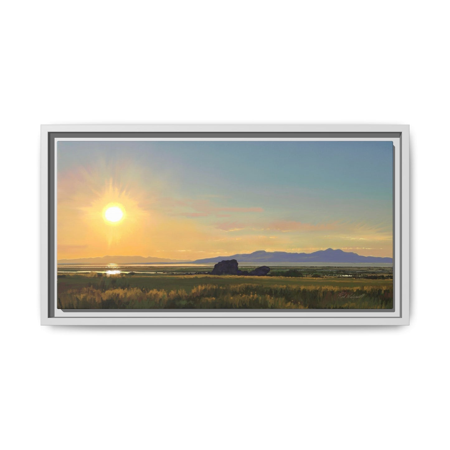 Framed Matte Canvas Print — Adobe Rock Sunset by Rod Walgamott