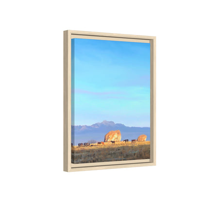 Framed Matte Canvas Print — Horses at Adobe by Rod Walgamott