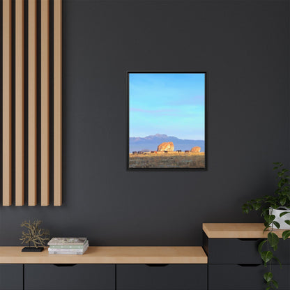 Framed Matte Canvas Print — Horses at Adobe by Rod Walgamott