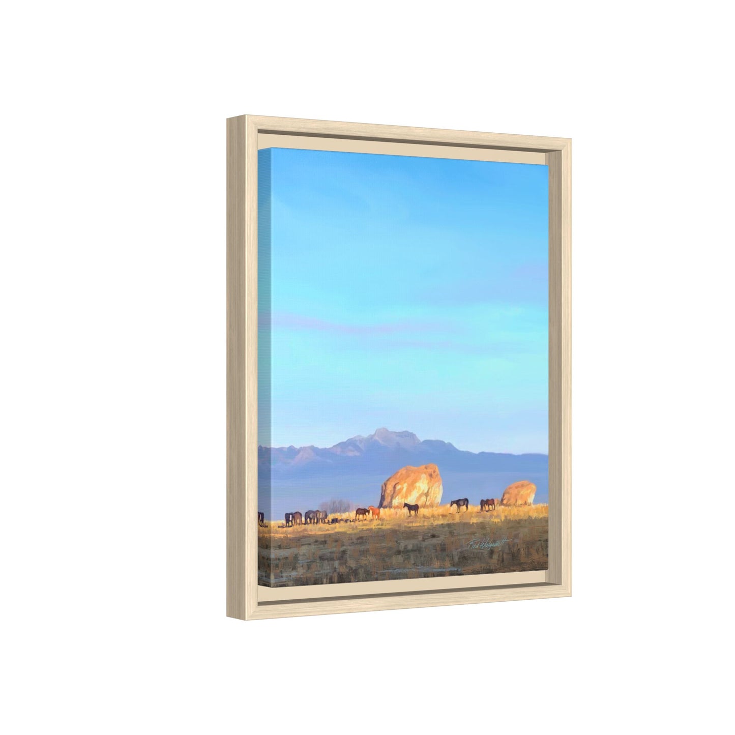 Framed Matte Canvas Print — Horses at Adobe by Rod Walgamott
