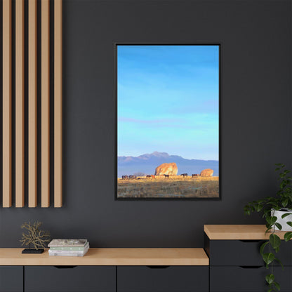 Framed Matte Canvas Print — Horses at Adobe by Rod Walgamott