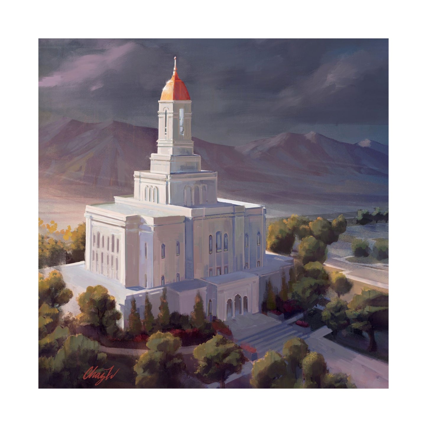 Premium Matte Paper Print, Deseret Peak Temple, After the Storm, by Chaz Walgamott