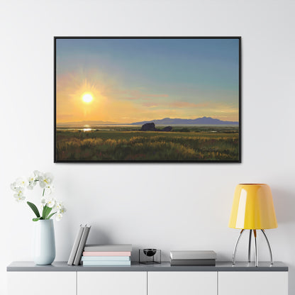 Canvas Wrap in Wood Frame, Adobe Rock Sunset, by Rod Walgamott