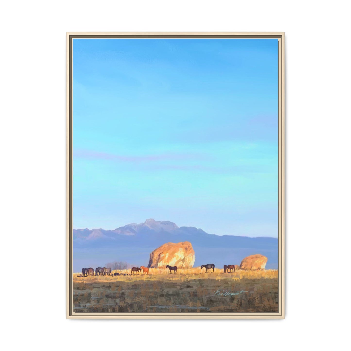 Framed Matte Canvas Print — Horses at Adobe by Rod Walgamott