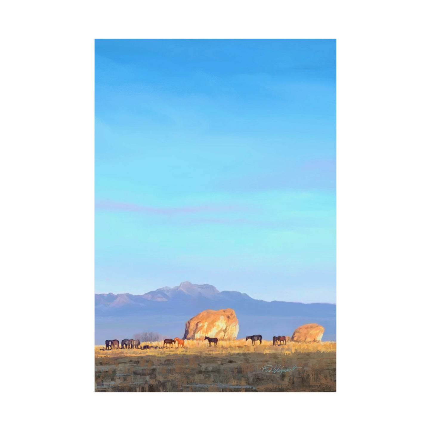 Matte Paper Print--Horses at Adobe Rock, by Rod Walgamott