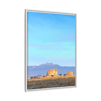 Framed Matte Canvas Print — Horses at Adobe by Rod Walgamott