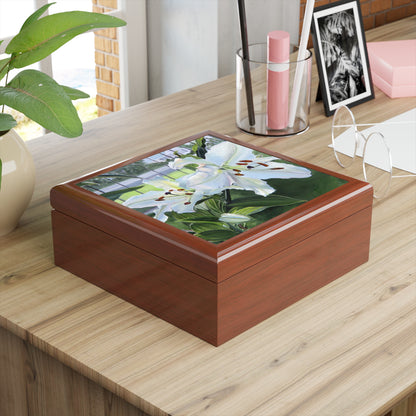 Elegant Floral Jewelry Box, Featuring Luscious Lilies, by Jane Autry