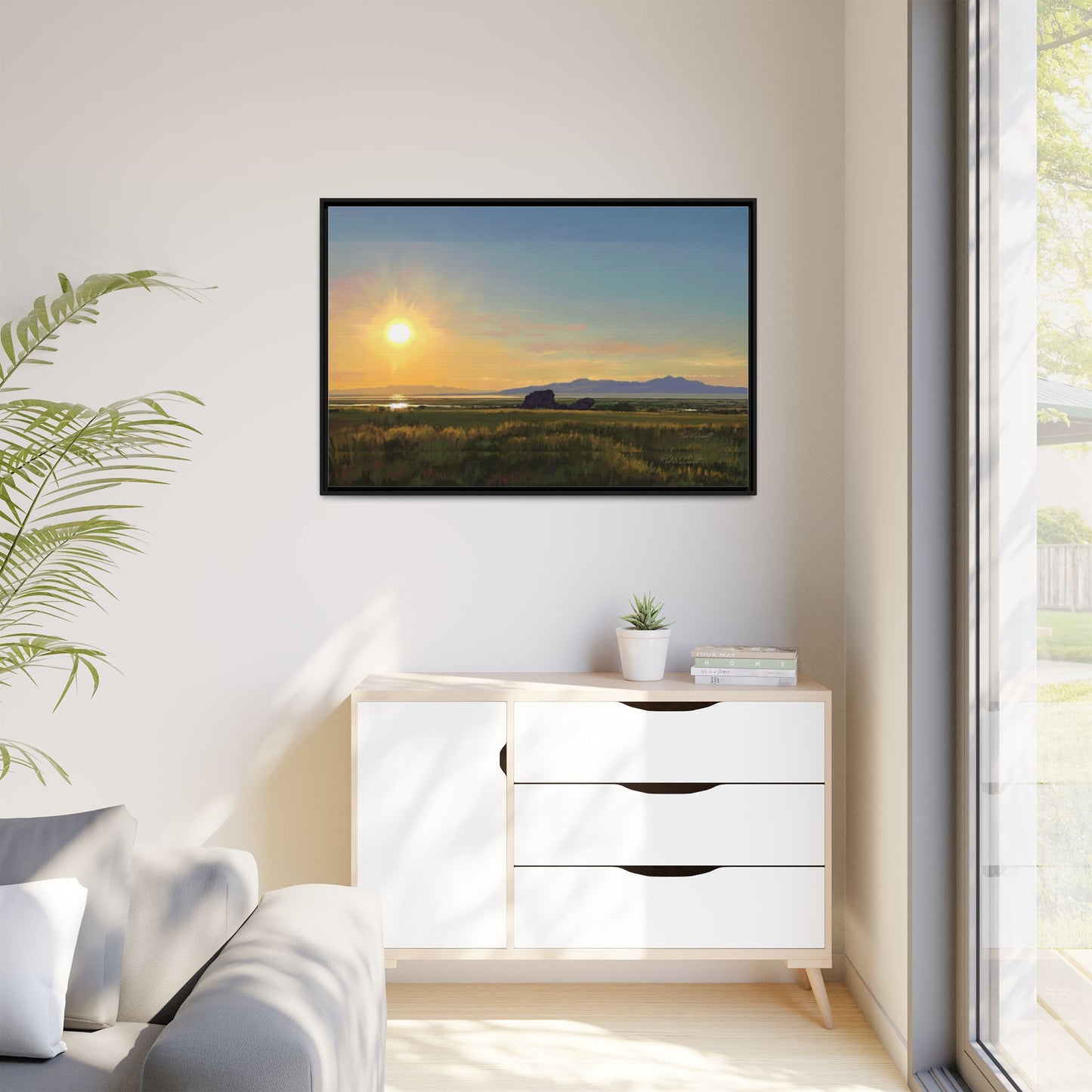 Framed Matte Canvas Print — Adobe Rock Sunset by Rod Walgamott