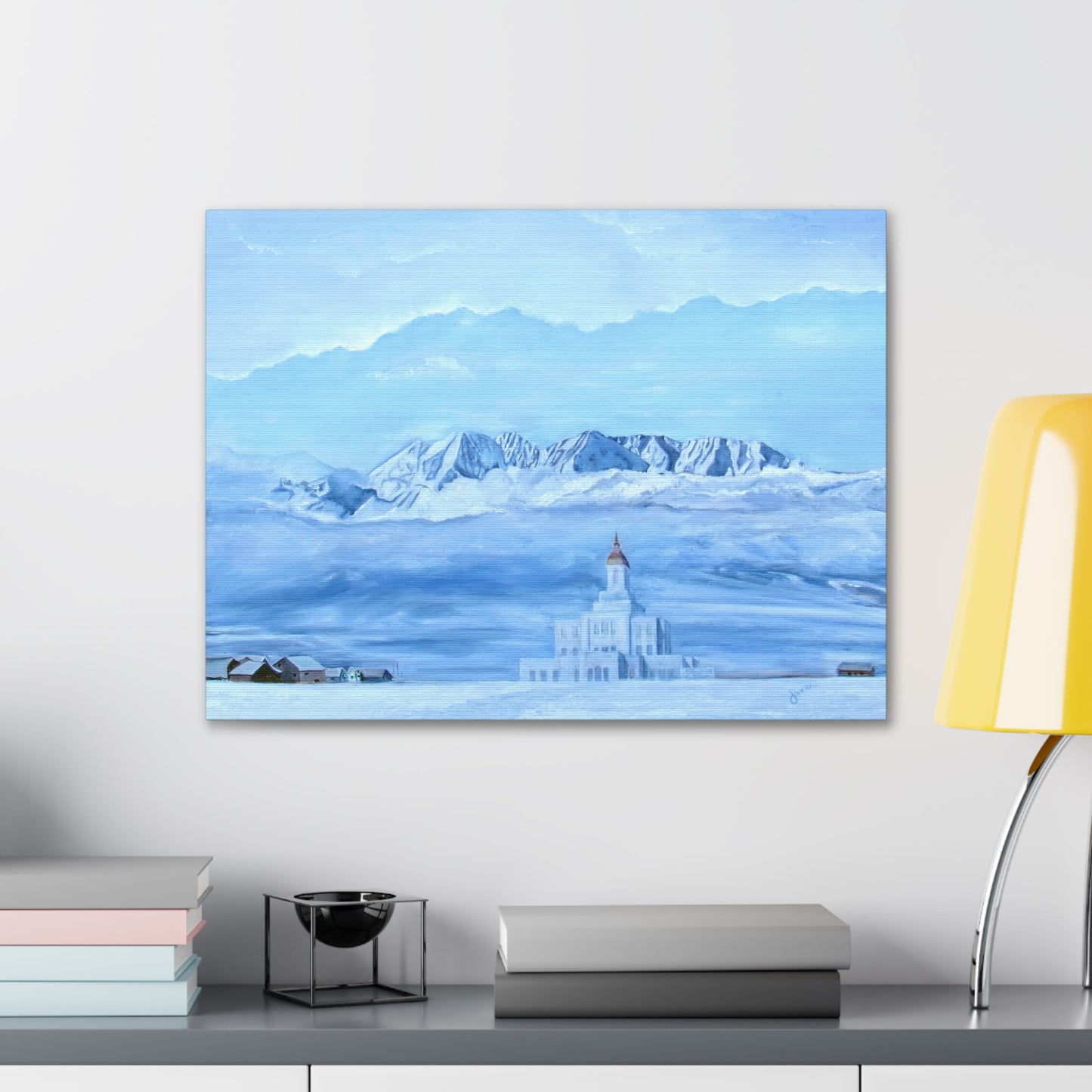 Deseret Peak Temple--Hope in the Bleak of Winter, by Jane Autry, Canvas Gallery Wrap