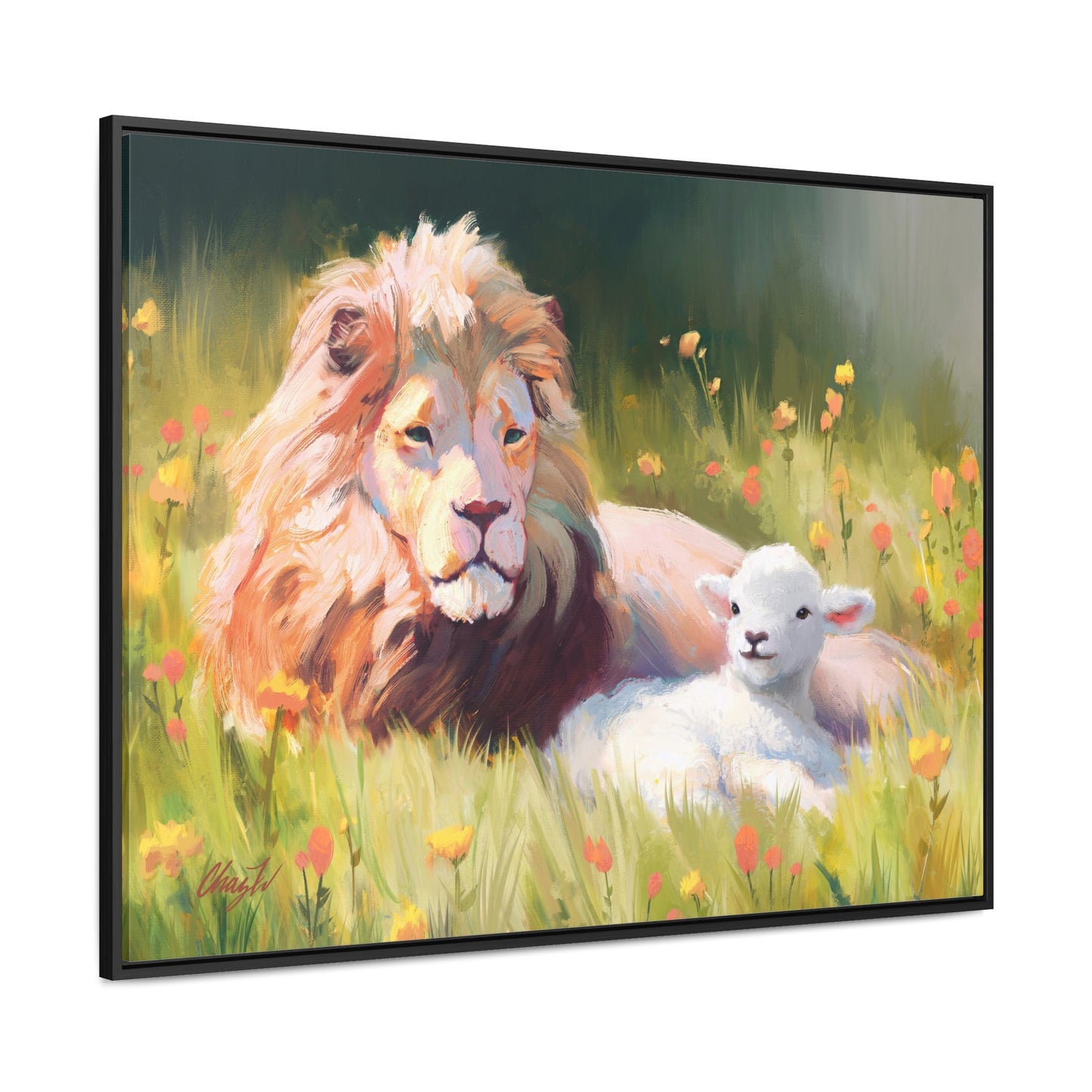 Stretched Canvas Print in Wood Frame, The Lamb and the Lion, by Chaz Walgamott