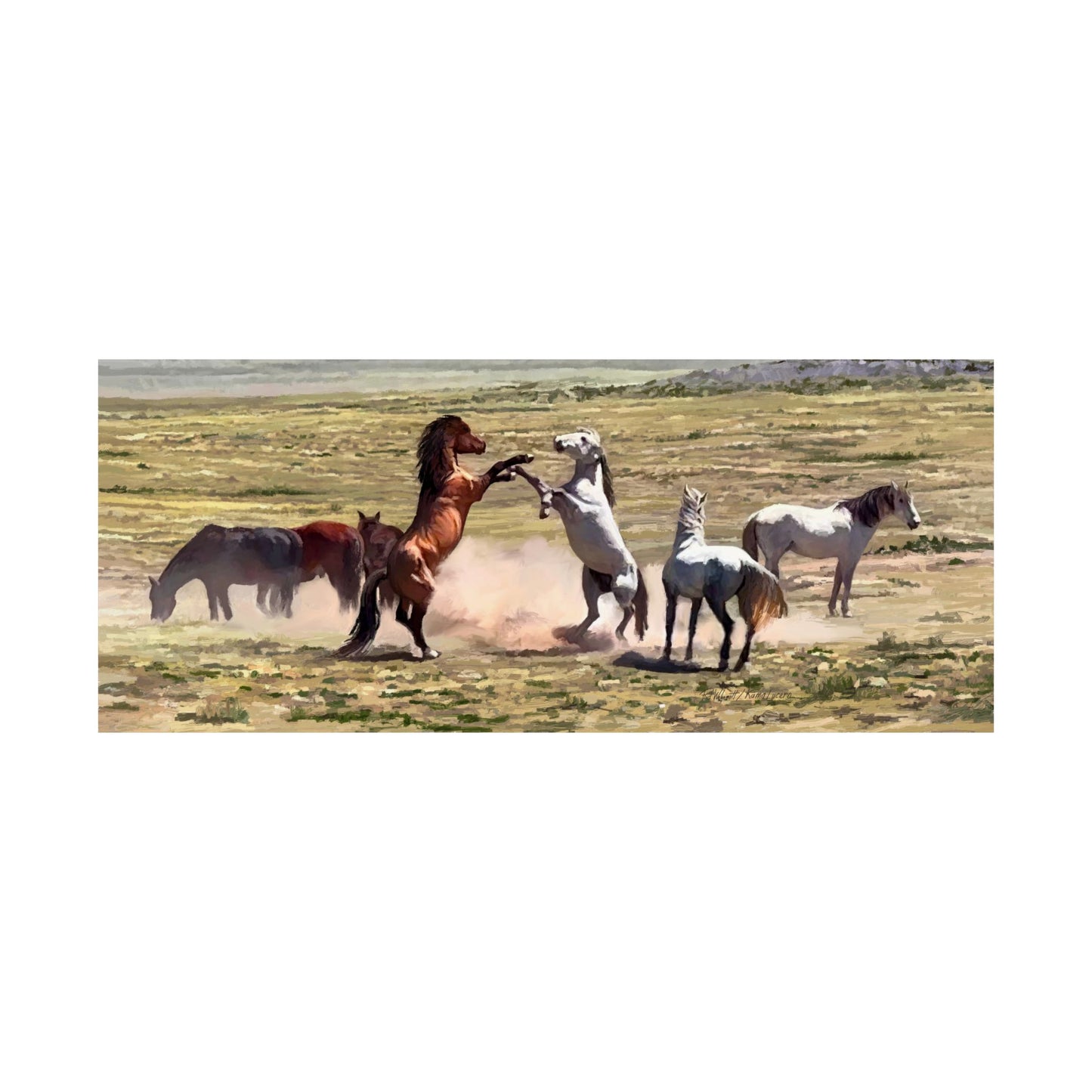 Poster - Wild Horses Fighting in Rush Valley, Utah