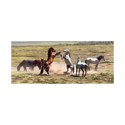 Poster - Wild Horses Fighting in Rush Valley, Utah