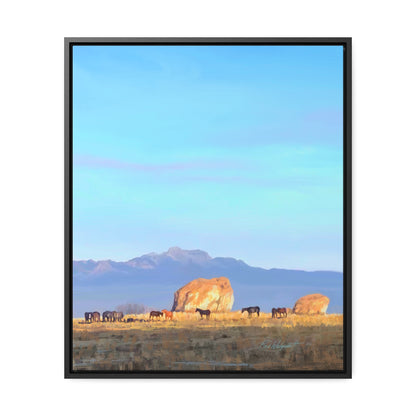 Framed canvas Wrap, Horses at Adobe Rock, by Rod Walgamott