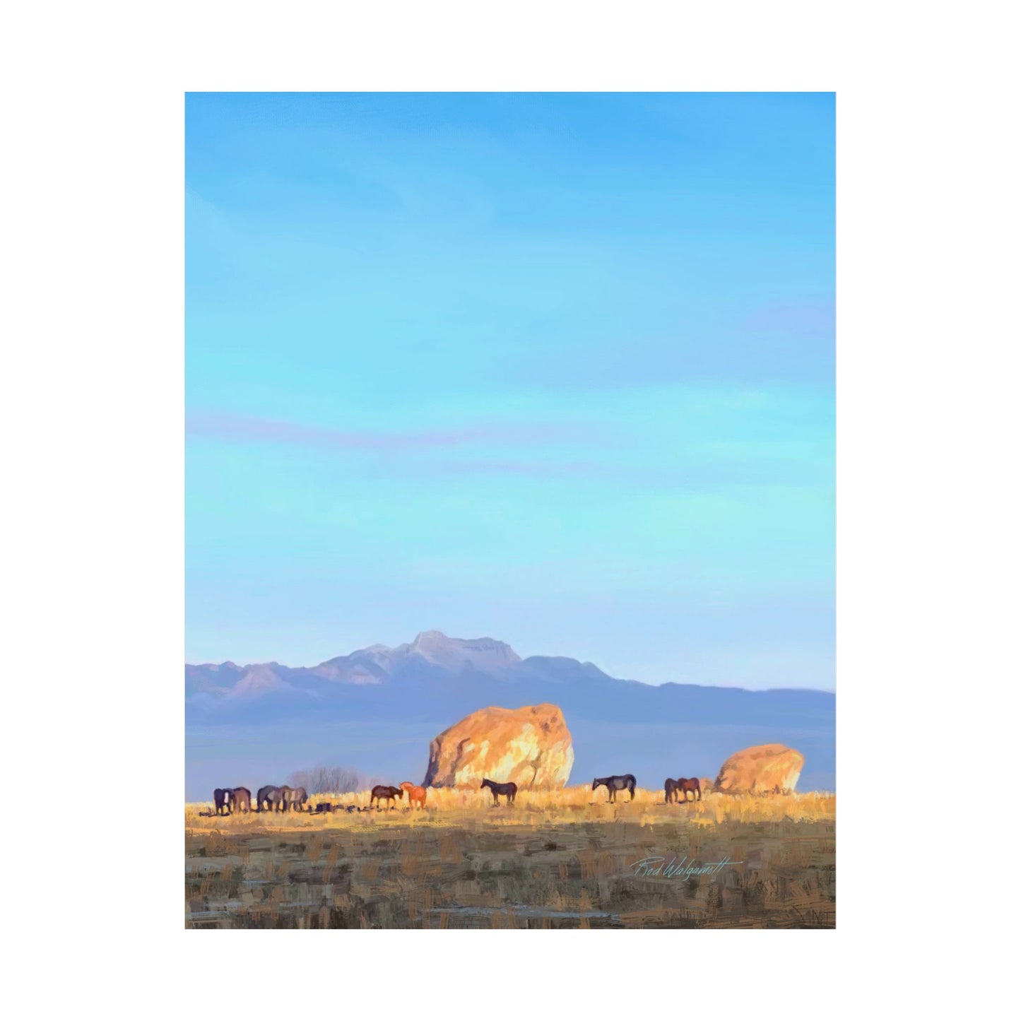 Matte Paper Print--Horses at Adobe Rock, by Rod Walgamott
