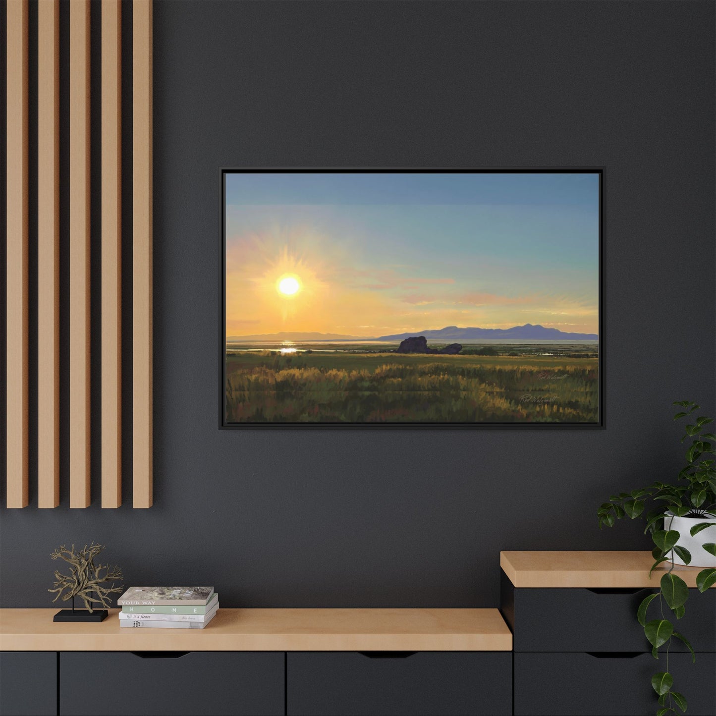 Framed Matte Canvas Print — Adobe Rock Sunset by Rod Walgamott