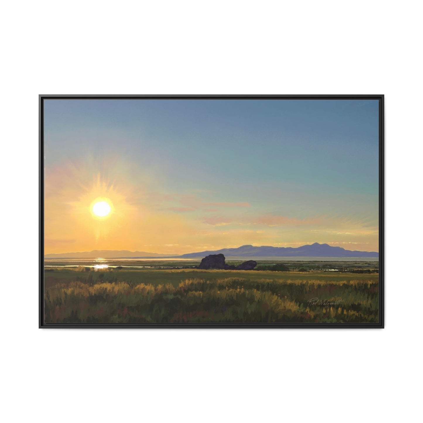 Framed Matte Canvas Print — Adobe Rock Sunset by Rod Walgamott