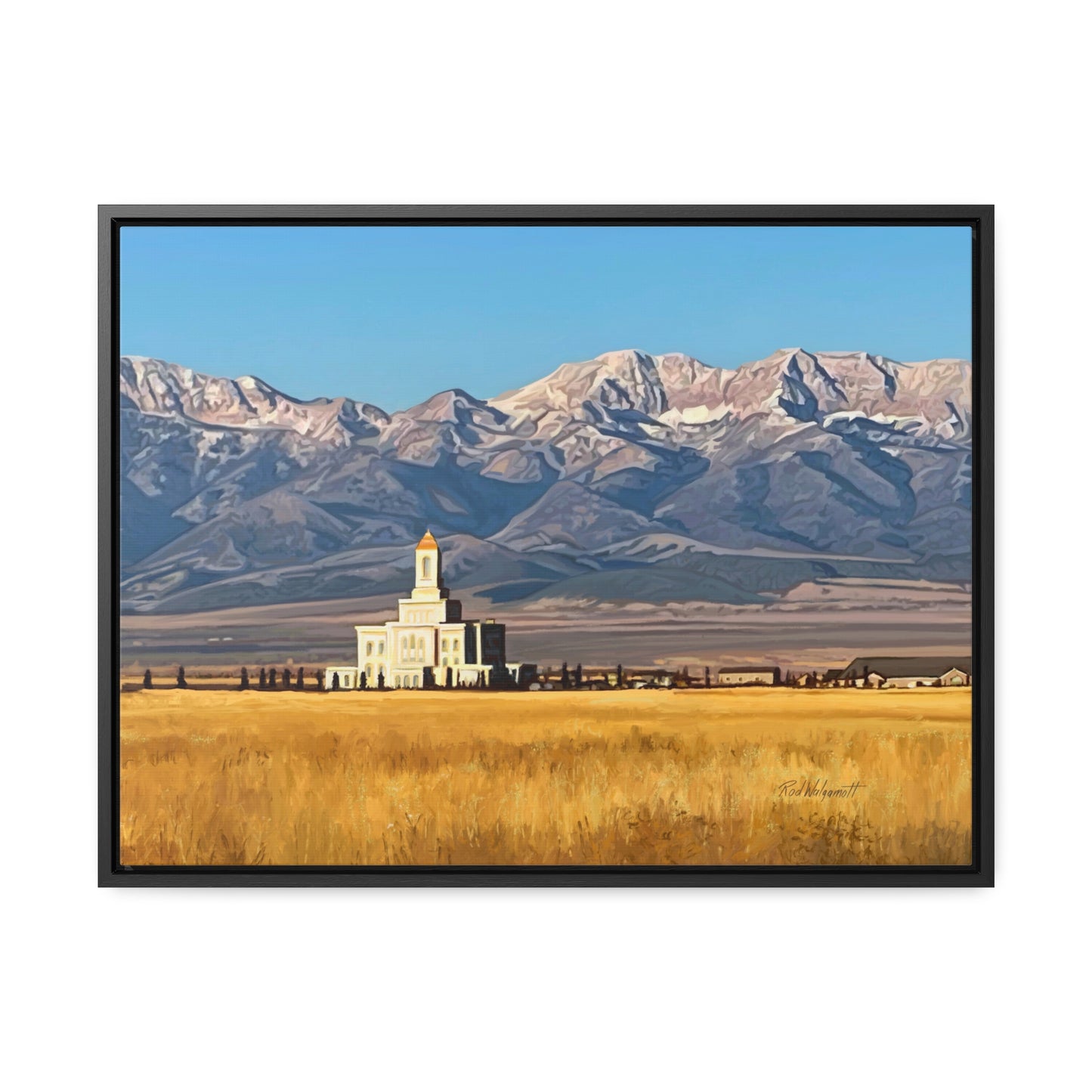 Stretched Canvas Wrap in Wood Frame, Deseret Peak Temple and Deseret Peak, by Rod Walgamott