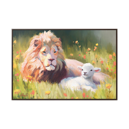 Stretched Canvas Print in Wood Frame, The Lamb and the Lion, by Chaz Walgamott