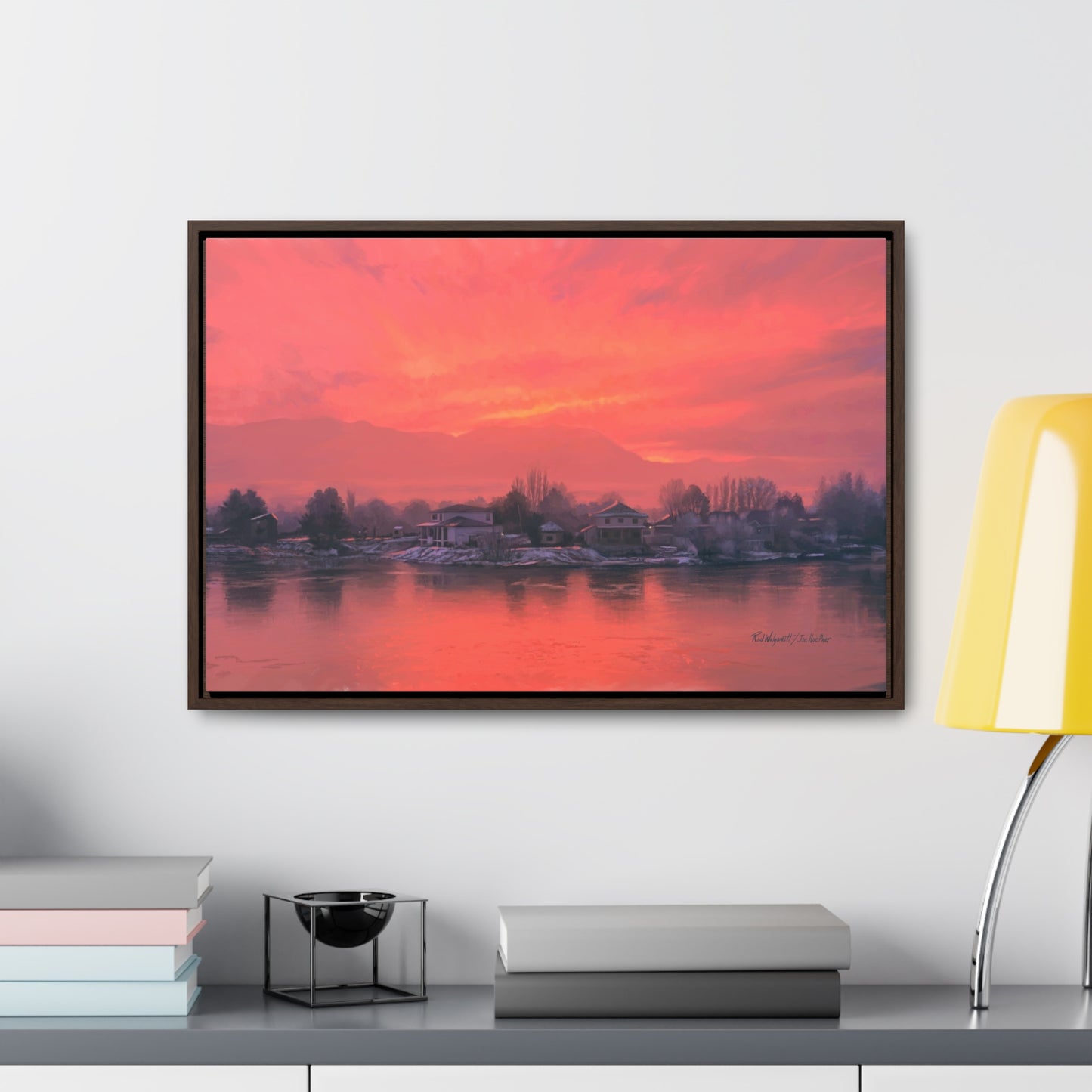 Canvas Wrap in Wood Frame, Frosty Sunrise on Stansbury Lake, by Rod Walgamott
