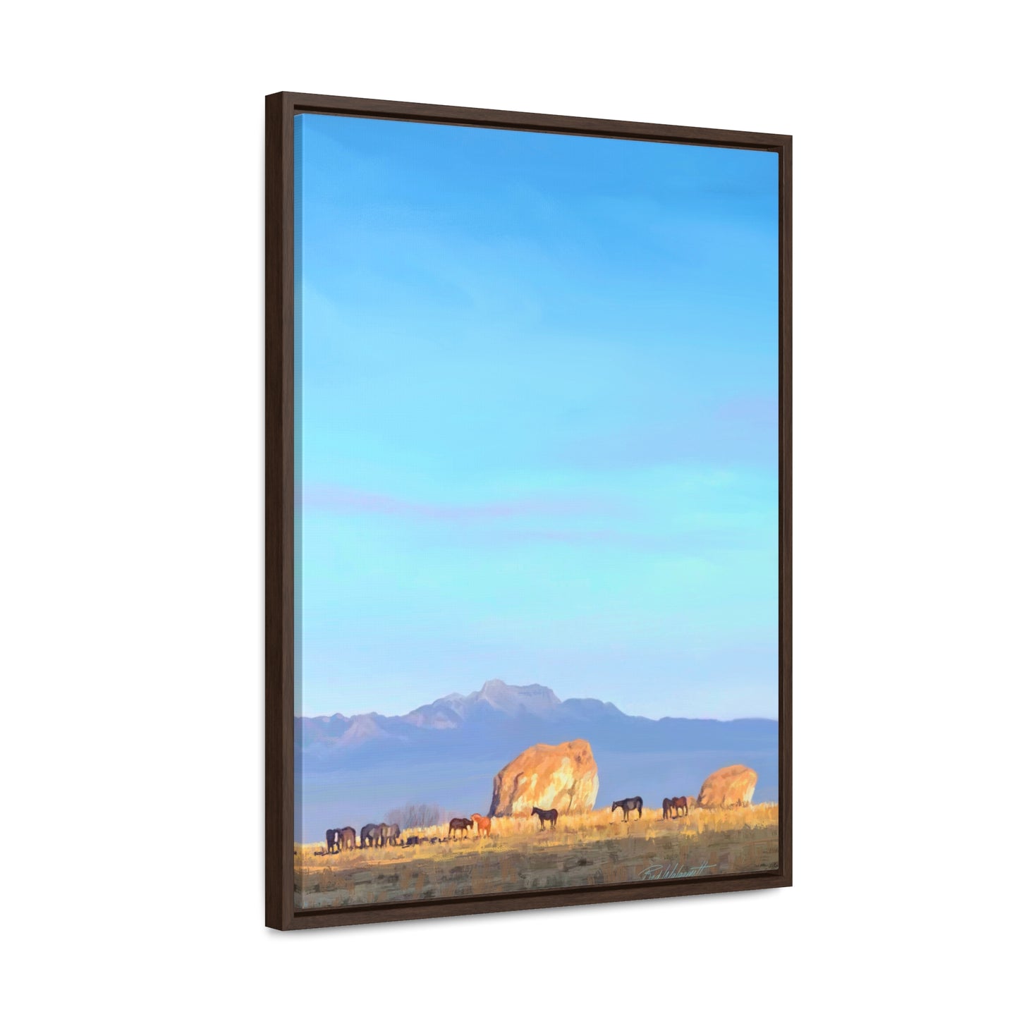 Framed canvas Wrap, Horses at Adobe Rock, by Rod Walgamott