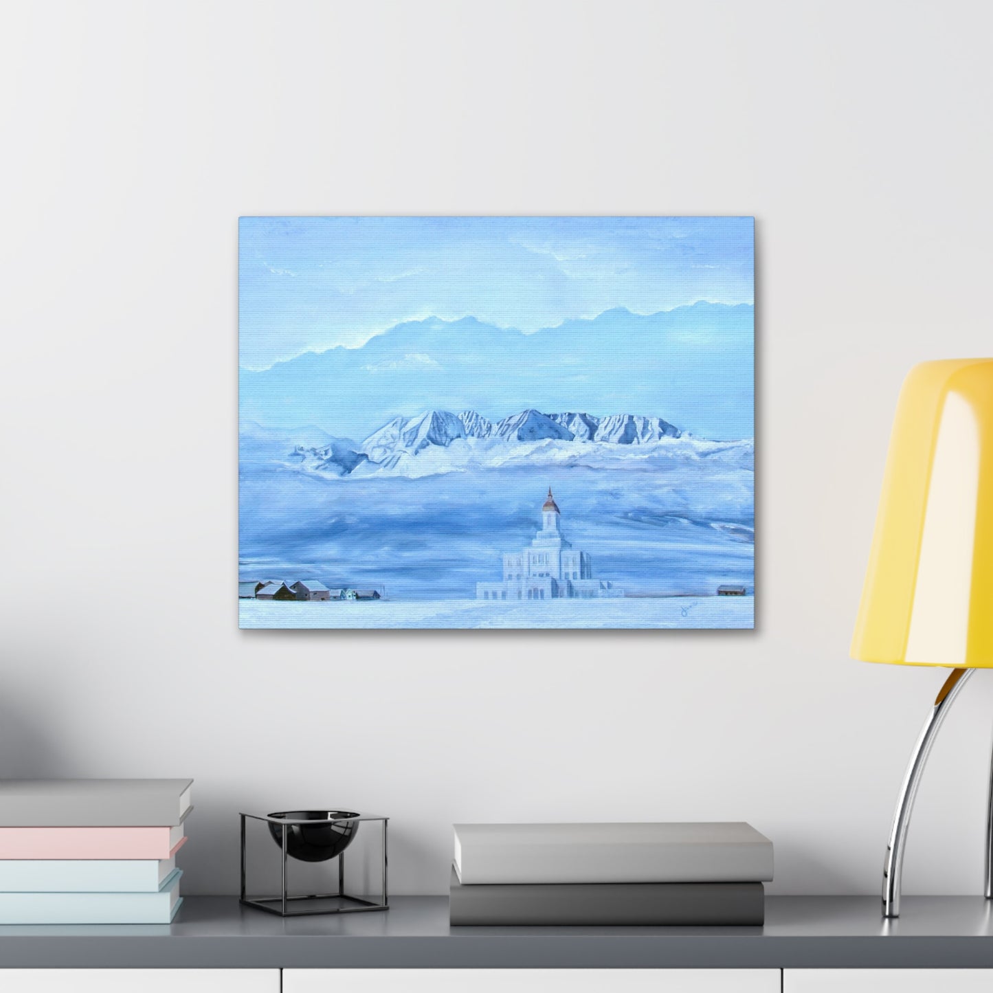 Deseret Peak Temple--Hope in the Bleak of Winter, by Jane Autry, Canvas Gallery Wrap