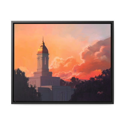 Stretched Canvas in Wood Frame--Deseret Peak Temple--Sunset by Chaz Walgamott