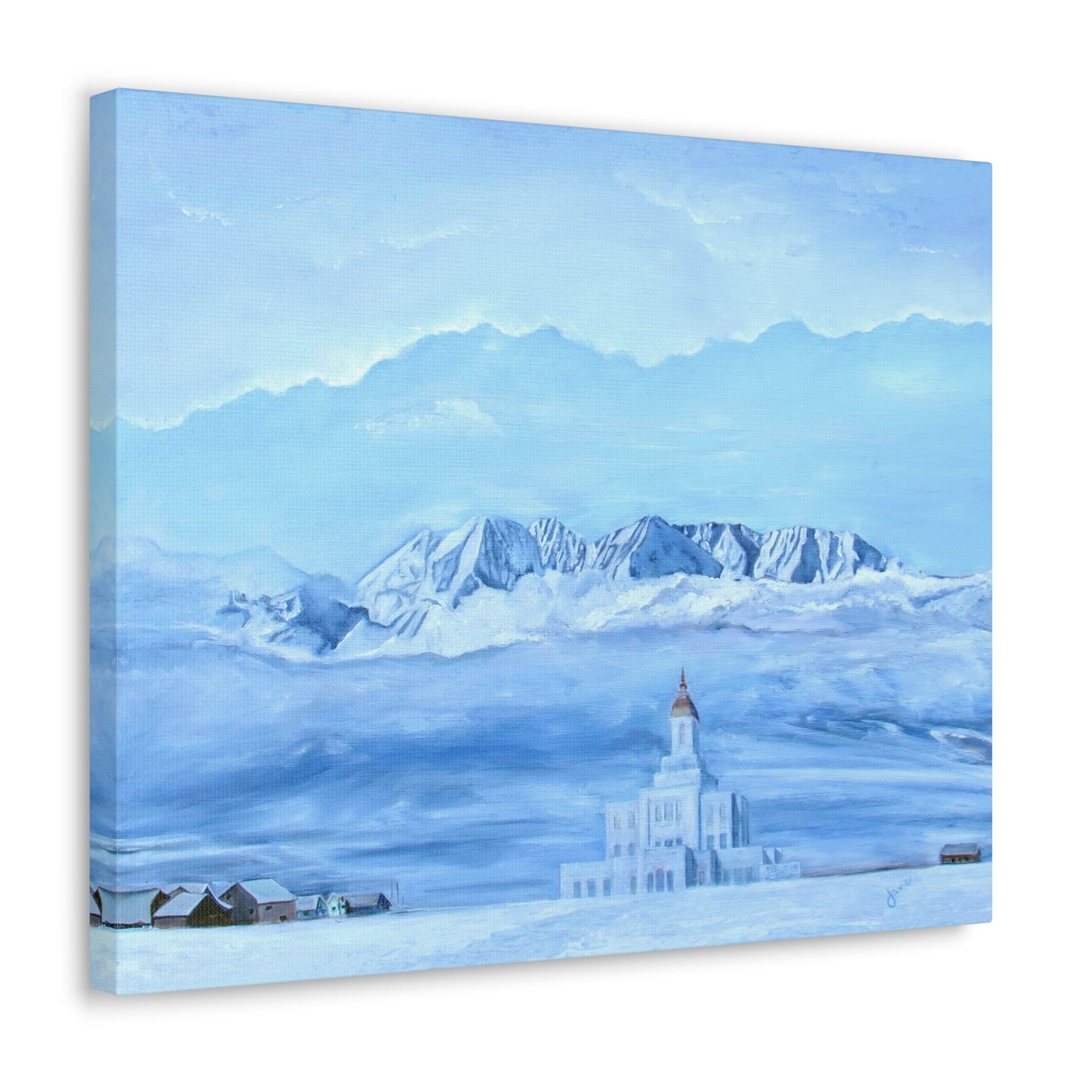 Deseret Peak Temple--Hope in the Bleak of Winter, by Jane Autry, Canvas Gallery Wrap