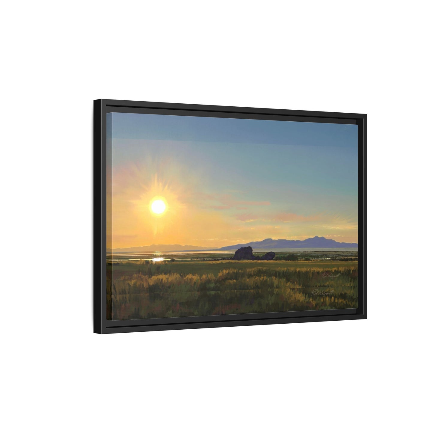 Framed Matte Canvas Print — Adobe Rock Sunset by Rod Walgamott