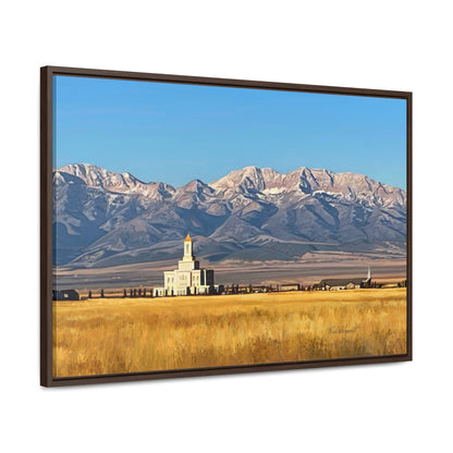 Stretched Canvas Wrap in Wood Frame, Deseret Peak Temple and Deseret Peak, by Rod Walgamott