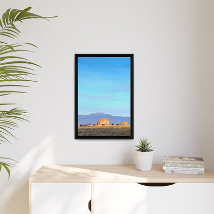 Framed Matte Canvas Print — Horses at Adobe by Rod Walgamott