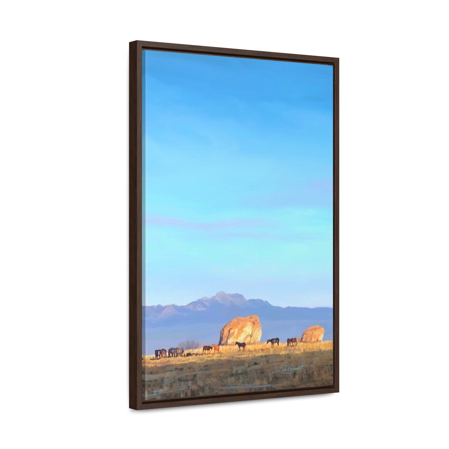 Framed canvas Wrap, Horses at Adobe Rock, by Rod Walgamott