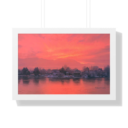 Framed Matte Print, Frosty Sunrise on Stansbury Lake by Rod  Walgamott