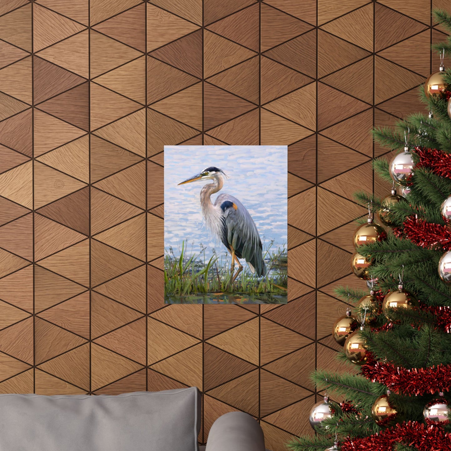 Premium Matte Print, Blue Heron at Stansbury Lake, by Rod Walgamott