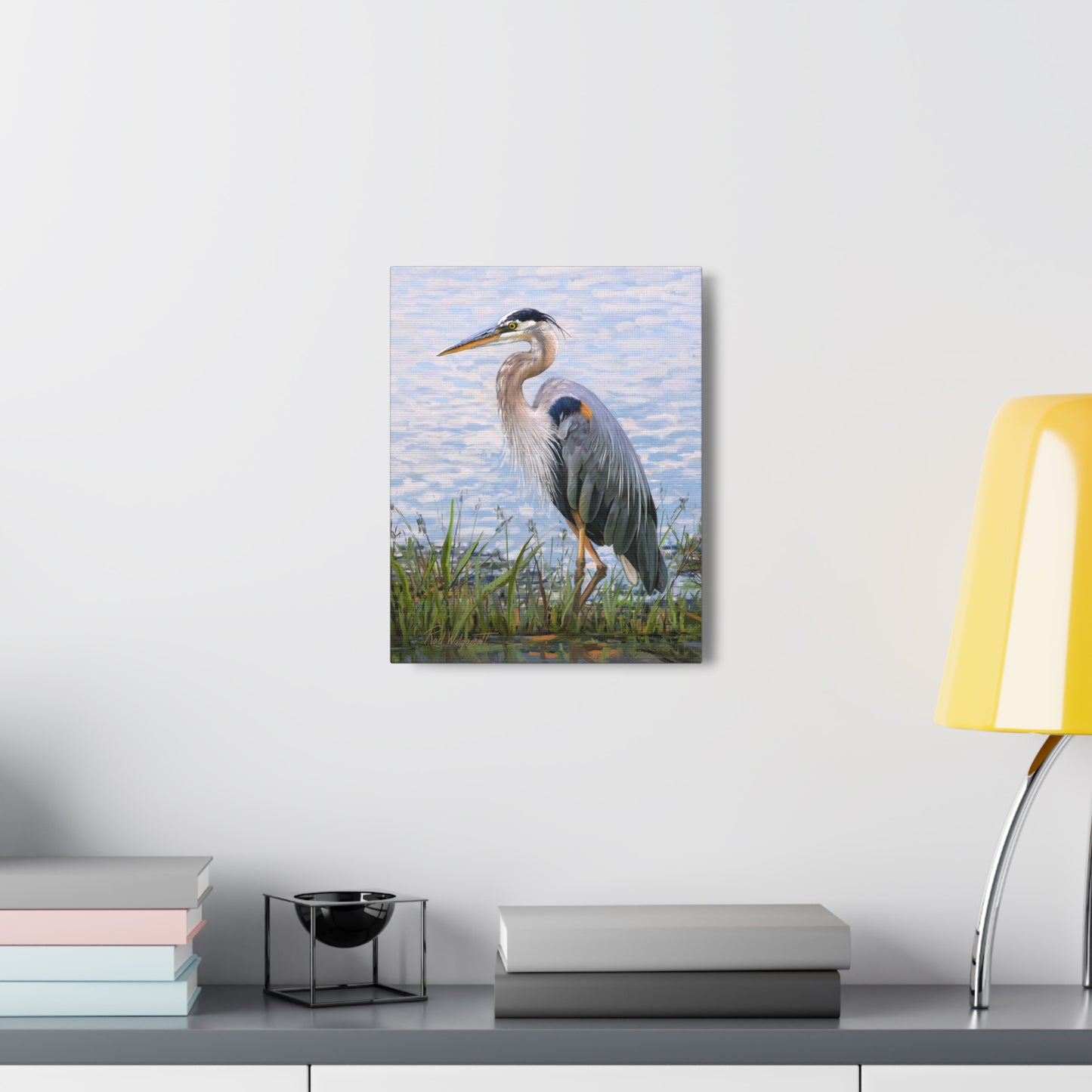 Gallery Wrap Canvas, Blue Heron at Stansbury Lake by Rod Walgamott