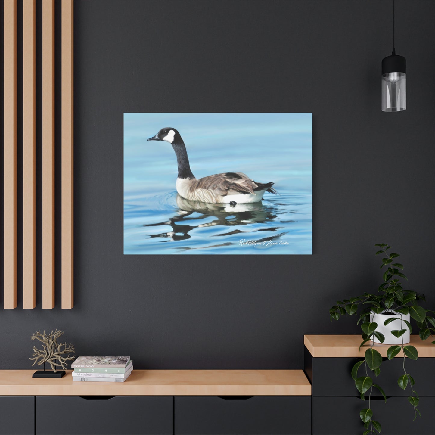 Canvas Gallery Wrap, Canada Goose on Stansbury Lake , by  Rod Walgamott