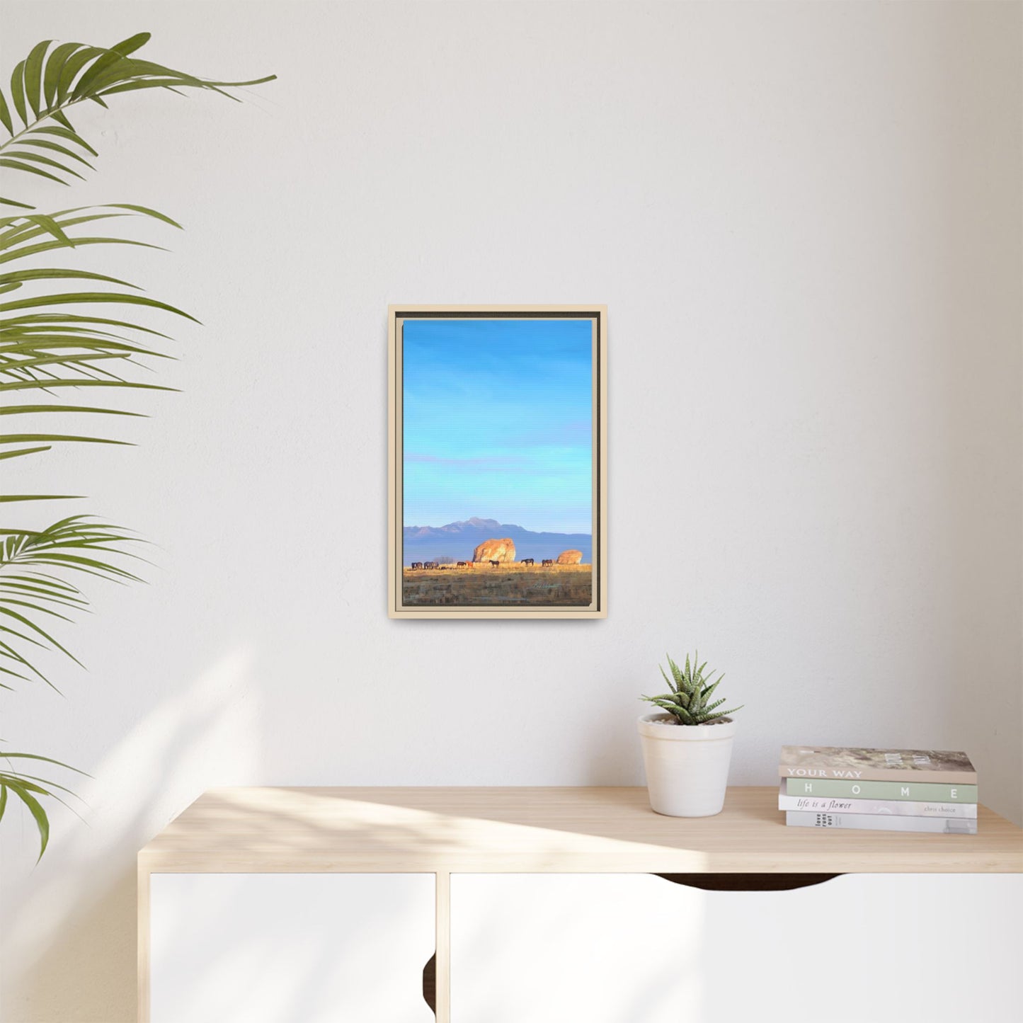 Framed Matte Canvas Print — Horses at Adobe by Rod Walgamott
