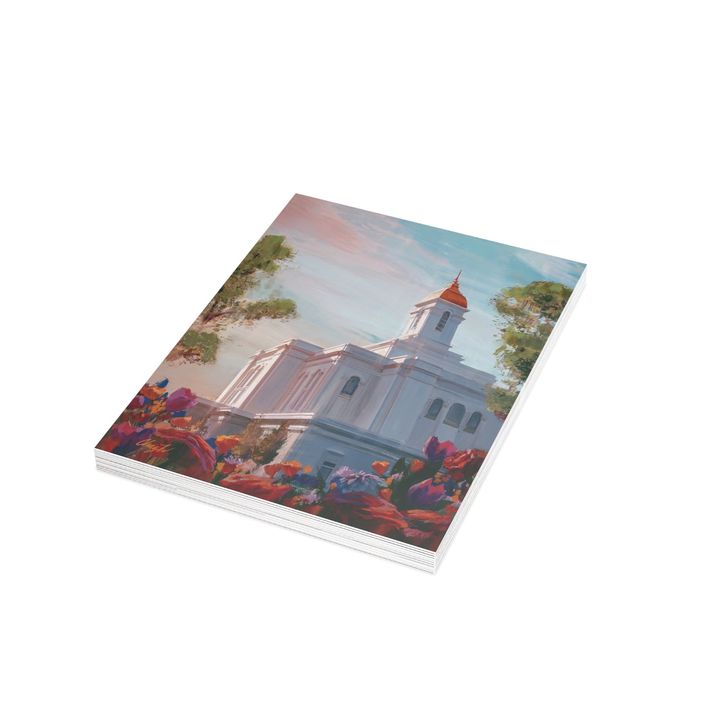 Temple Card Bundle (envelopes not included) Deseret Peak Temple-Spring Flowers