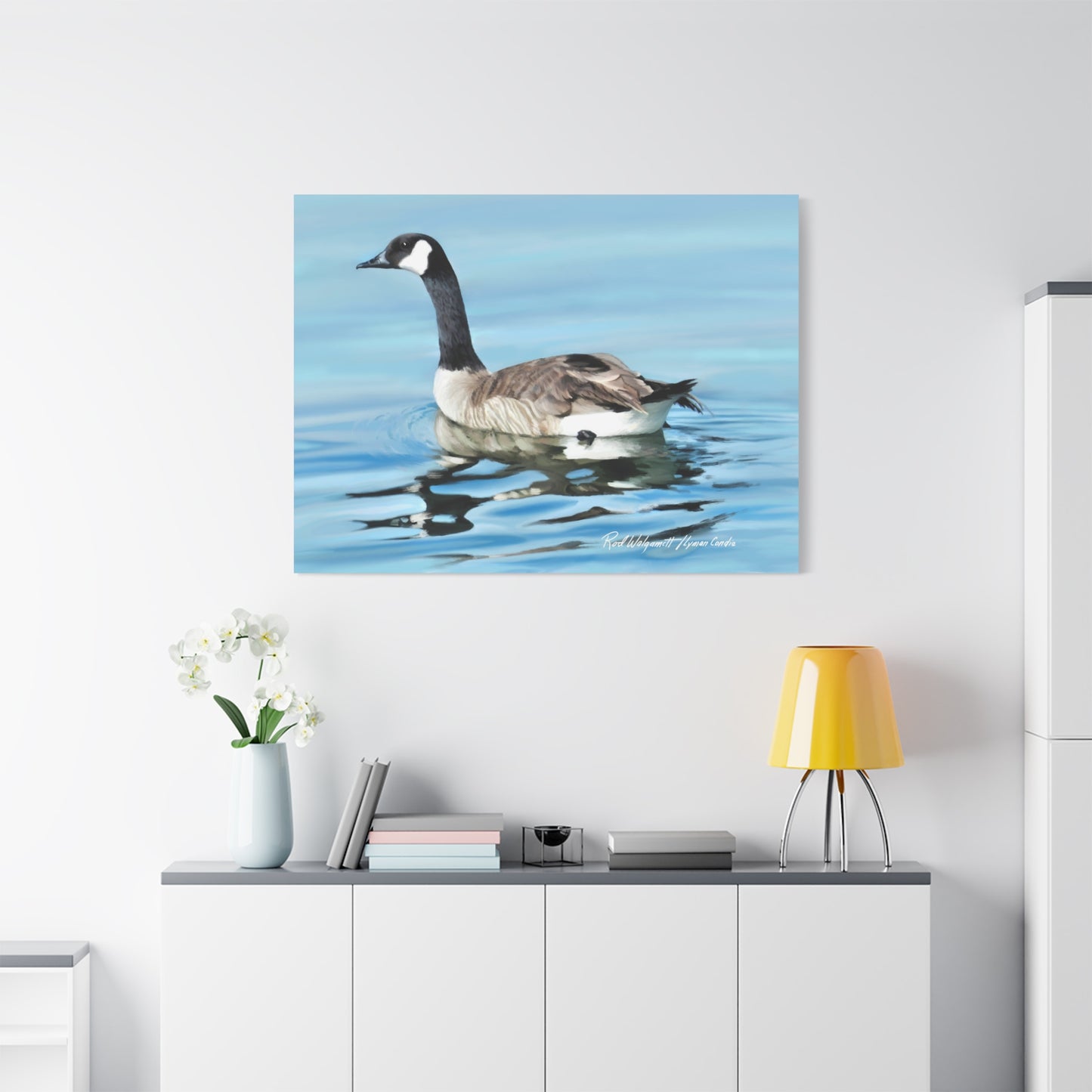 Canvas Gallery Wrap, Canada Goose on Stansbury Lake , by  Rod Walgamott