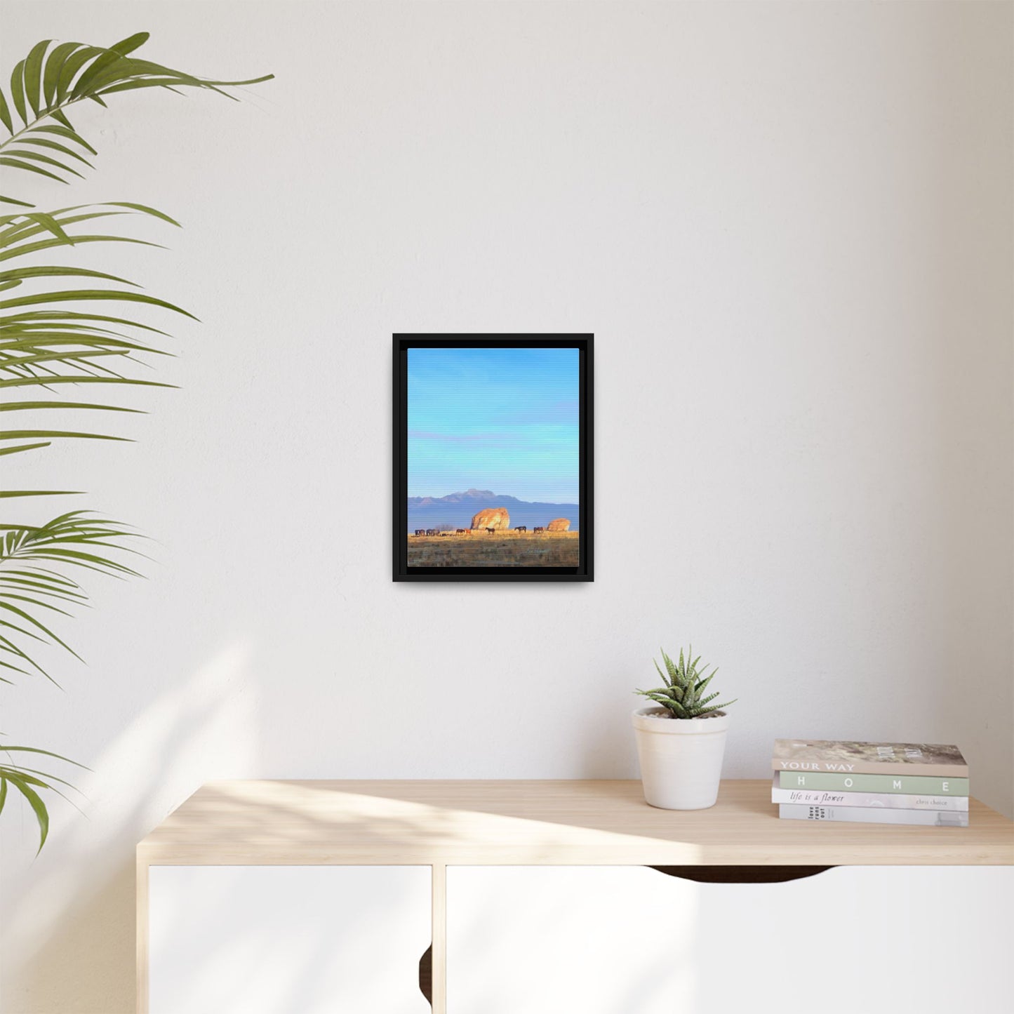 Framed Matte Canvas Print — Horses at Adobe by Rod Walgamott