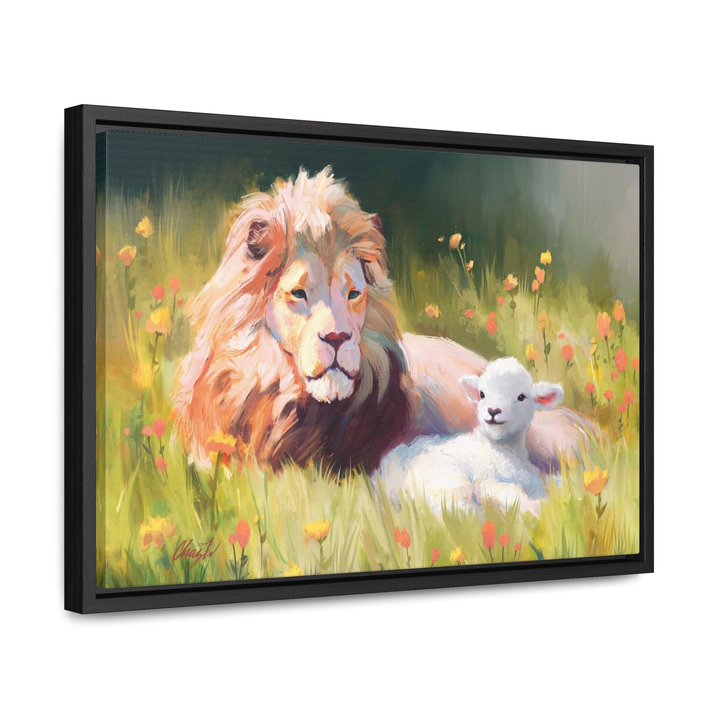 Stretched Canvas Print in Wood Frame, The Lamb and the Lion, by Chaz Walgamott