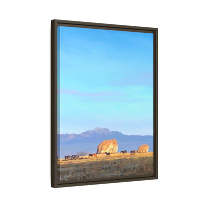 Framed Matte Canvas Print — Horses at Adobe by Rod Walgamott